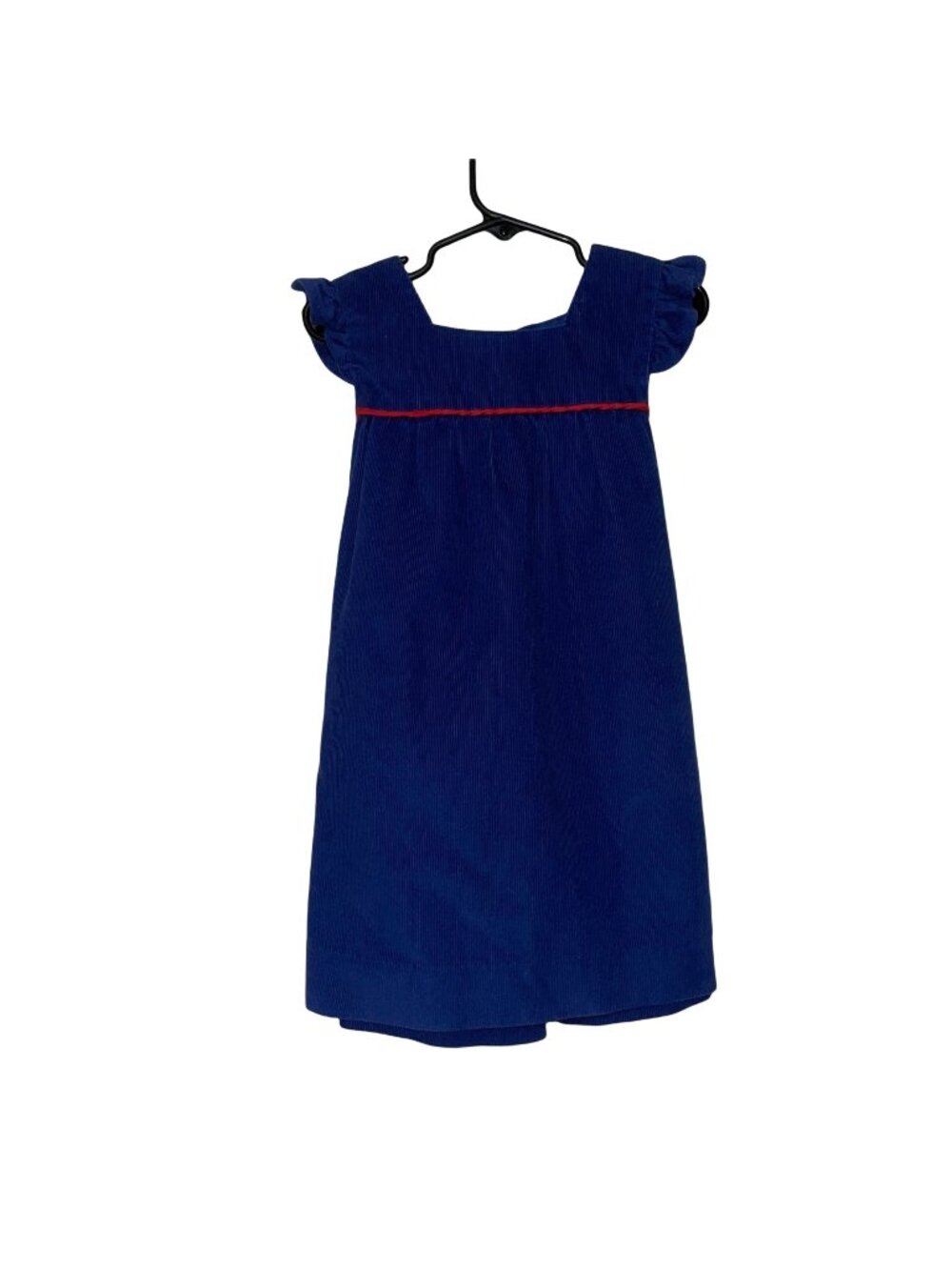 Vintage Health-Tex Girls Blue Corduroy Dress Size 5 With Red Trim